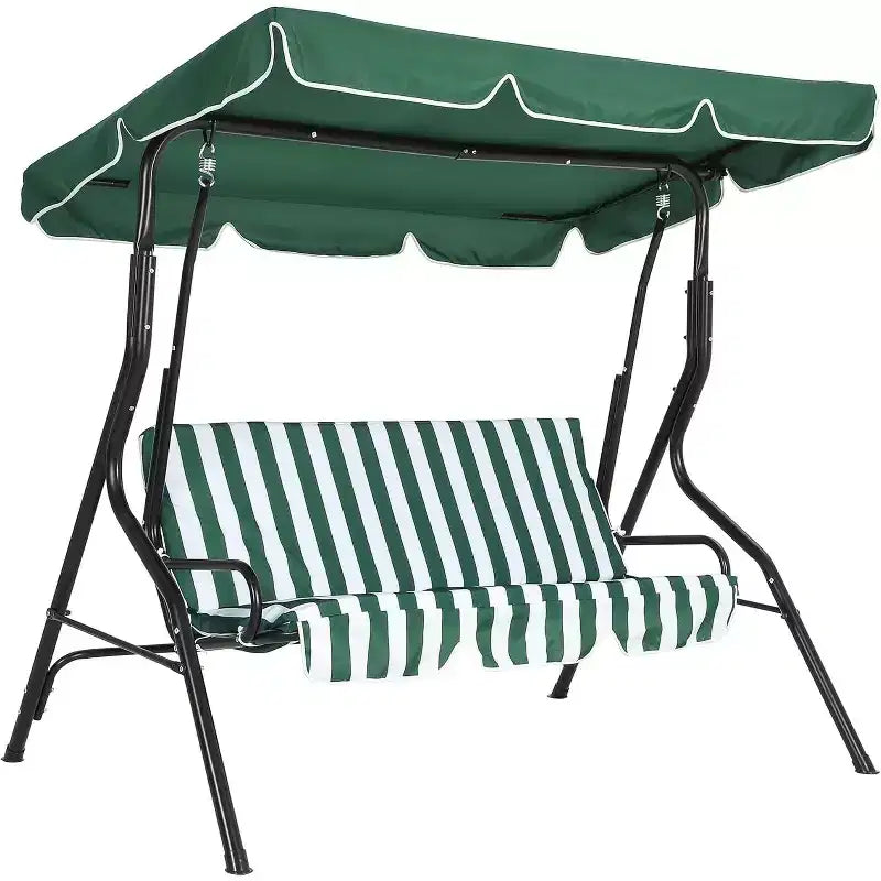 GustoWave Weather-Resistant 3-Seat Outdoor Swing Chair with Adjustable Canopy, Thick Cushions & Steel Frame, Patio/Garden/Porch