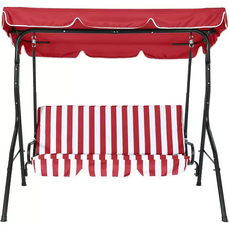 GustoWave Weather-Resistant 3-Seat Outdoor Swing Chair with Adjustable Canopy, Thick Cushions & Steel Frame, Patio/Garden/Porch