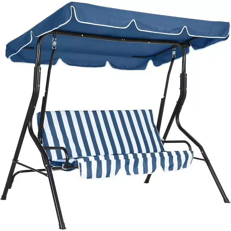 GustoWave Weather-Resistant 3-Seat Outdoor Swing Chair with Adjustable Canopy, Thick Cushions & Steel Frame, Patio/Garden/Porch