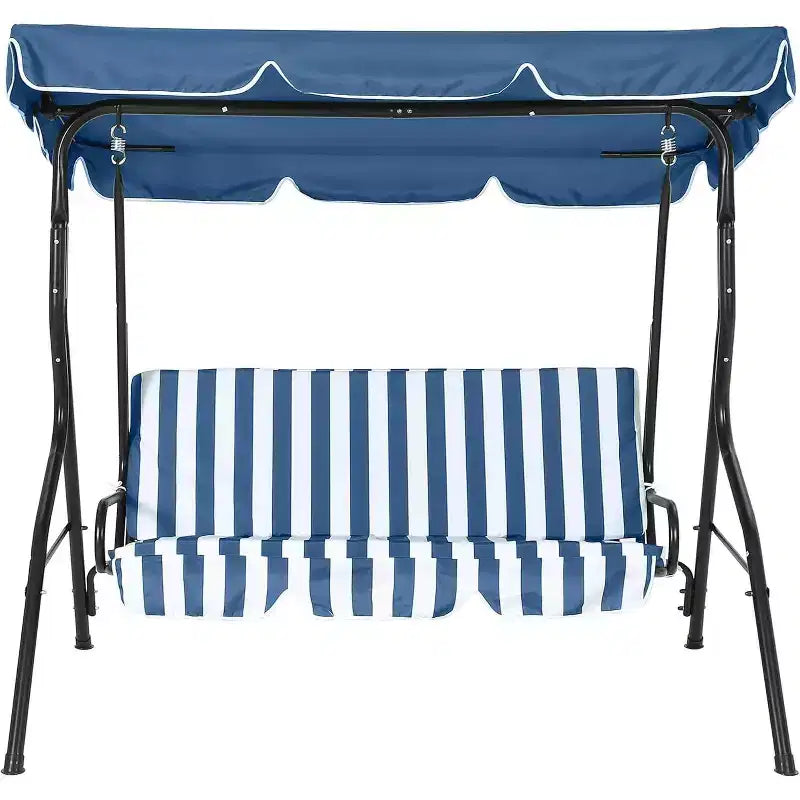 GustoWave Weather-Resistant 3-Seat Outdoor Swing Chair with Adjustable Canopy, Thick Cushions & Steel Frame, Patio/Garden/Porch