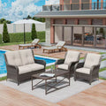 UPTIOT 4-Piece All-Weather Outdoor Lounge Set with Loveseat, Chairs & Tempered Table