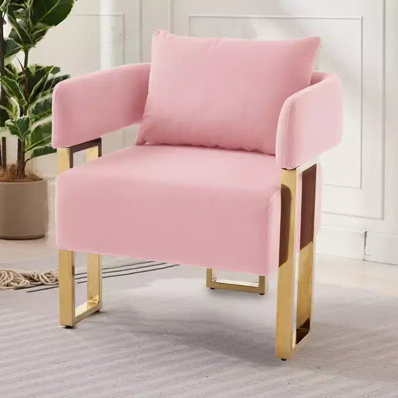 Set of 2 Modern Upholstered Accent Chairs with Gold Metal Legs, Soft Padded Side Chairs for Living Room, Bedroom, or Dressing Area-Panipeachy