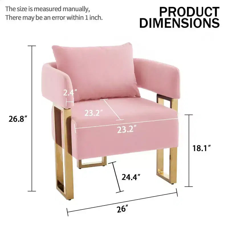 Set of 2 Modern Upholstered Accent Chairs with Gold Metal Legs, Soft Padded Side Chairs for Living Room, Bedroom, or Dressing Area-Panipeachy