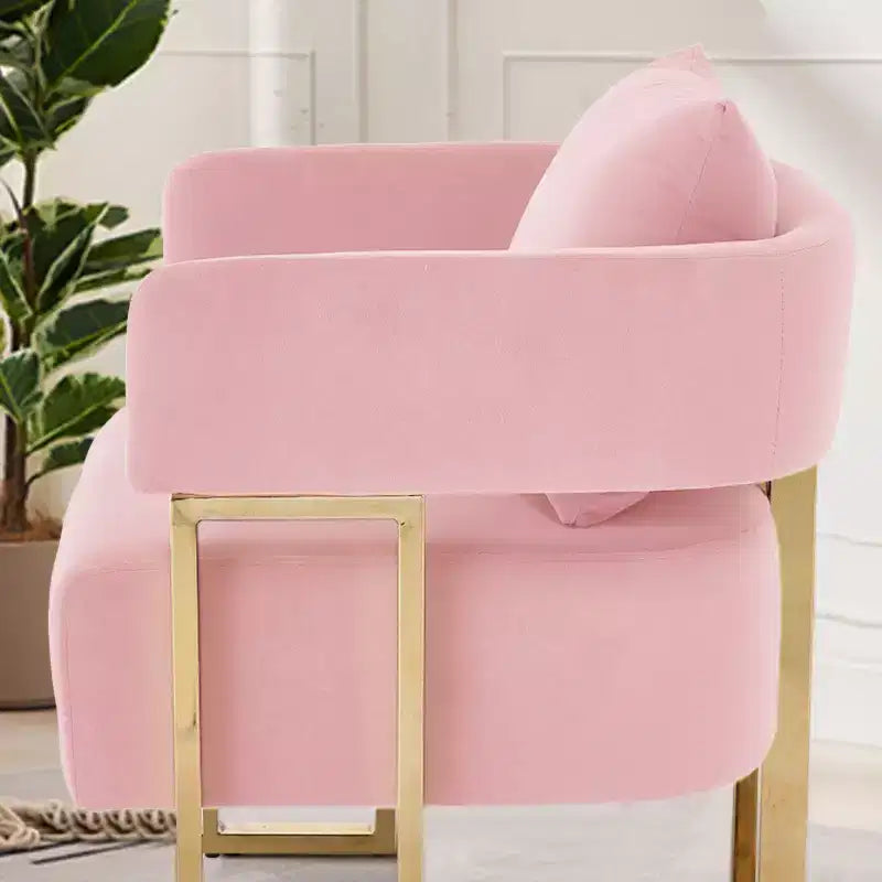 Set of 2 Modern Upholstered Accent Chairs with Gold Metal Legs, Soft Padded Side Chairs for Living Room, Bedroom, or Dressing Area-Panipeachy