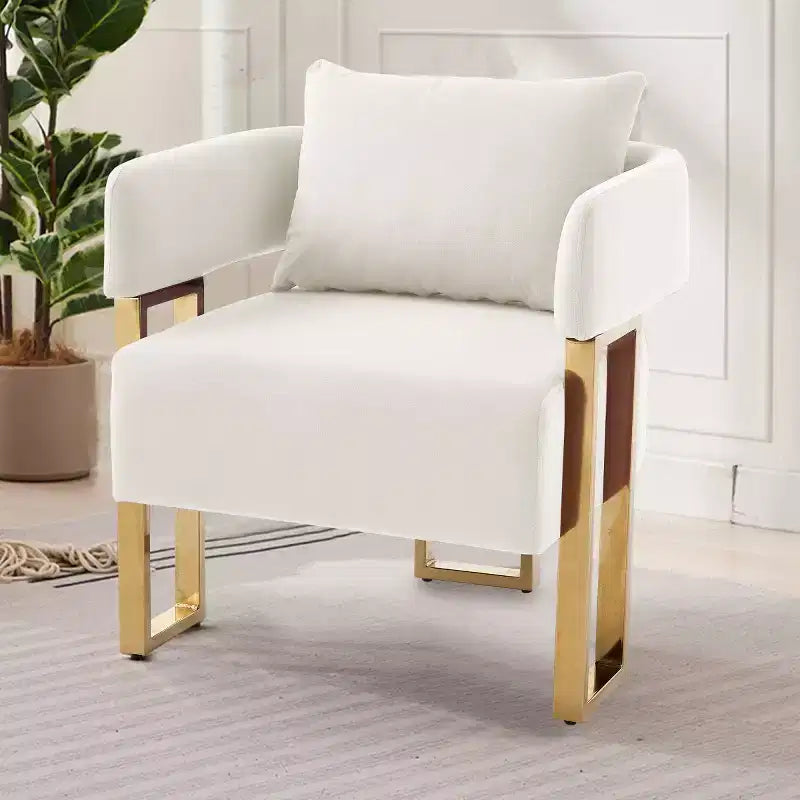 Set of 2 Modern Upholstered Accent Chairs with Gold Metal Legs, Soft Padded Side Chairs for Living Room, Bedroom, or Dressing Area-Panipeachy