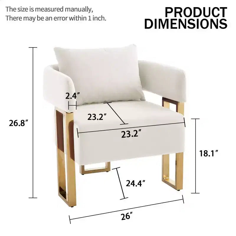 Set of 2 Modern Upholstered Accent Chairs with Gold Metal Legs, Soft Padded Side Chairs for Living Room, Bedroom, or Dressing Area-Panipeachy