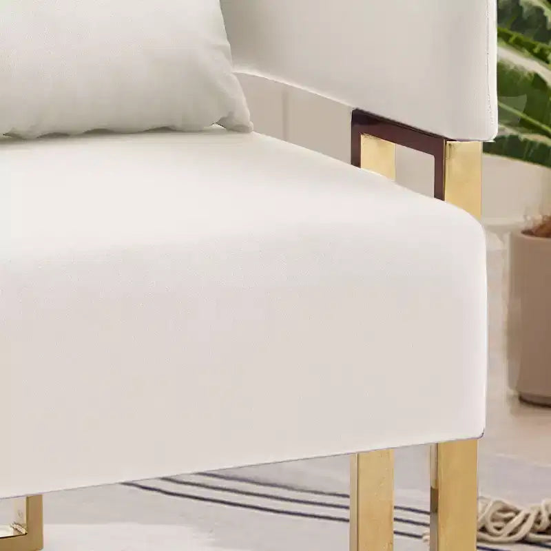 Set of 2 Modern Upholstered Accent Chairs with Gold Metal Legs, Soft Padded Side Chairs for Living Room, Bedroom, or Dressing Area-Panipeachy