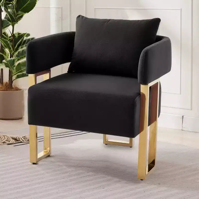 Set of 2 Modern Upholstered Accent Chairs with Gold Metal Legs, Soft Padded Side Chairs for Living Room, Bedroom, or Dressing Area-Panipeachy