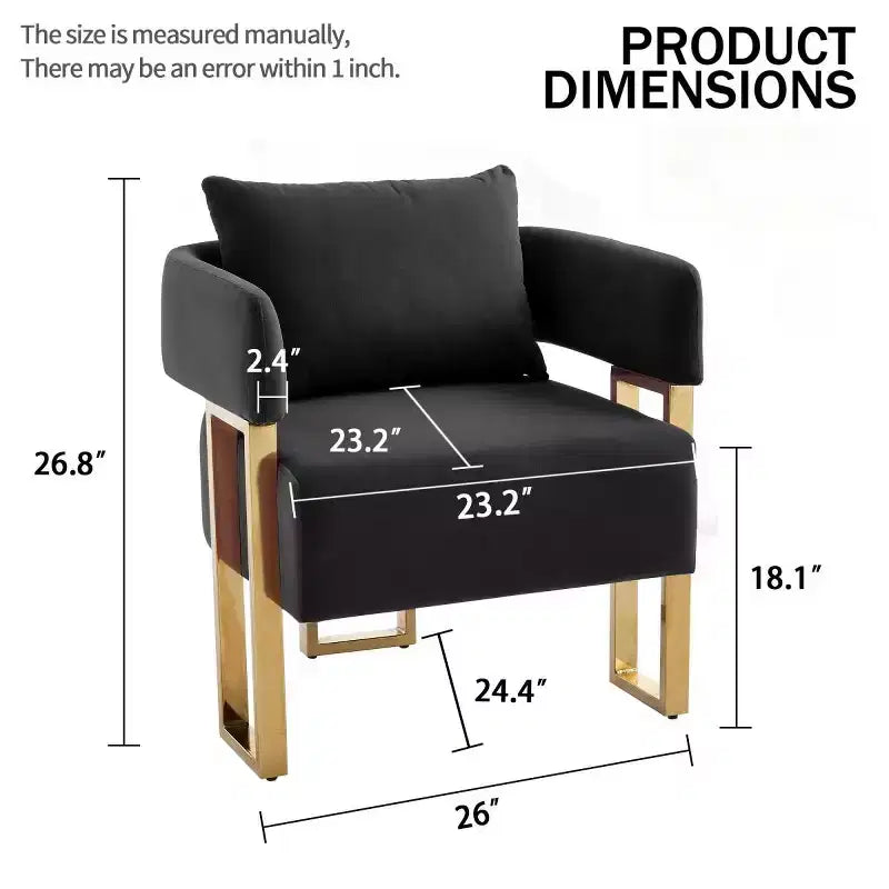 Set of 2 Modern Upholstered Accent Chairs with Gold Metal Legs, Soft Padded Side Chairs for Living Room, Bedroom, or Dressing Area-Panipeachy