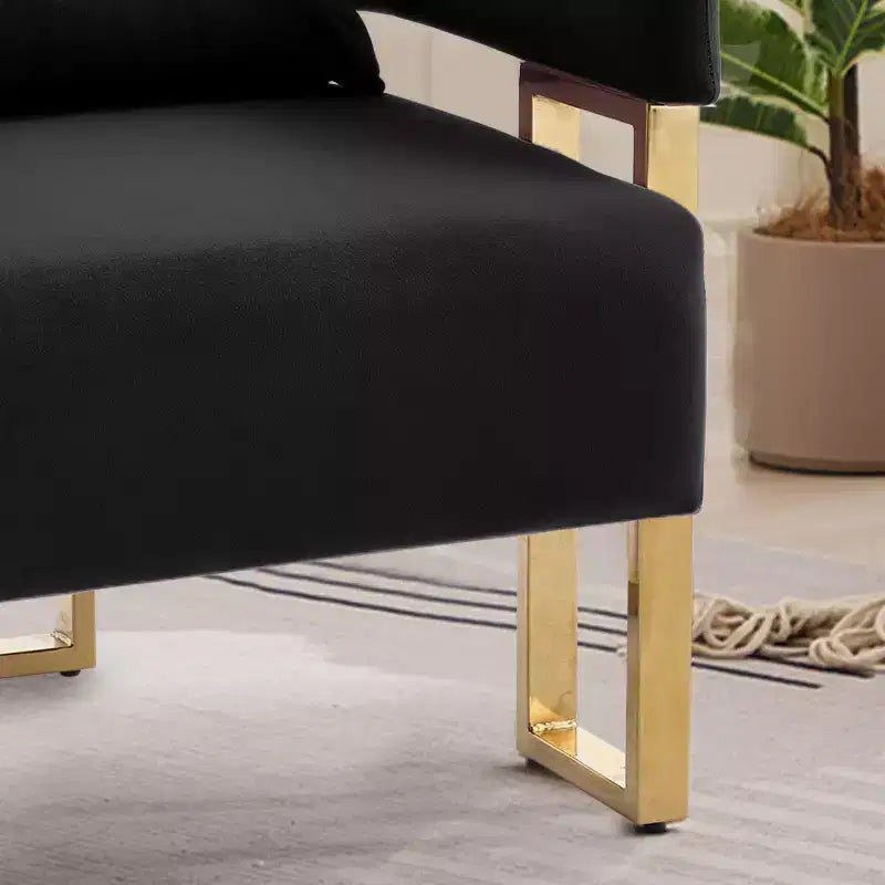 Set of 2 Modern Upholstered Accent Chairs with Gold Metal Legs, Soft Padded Side Chairs for Living Room, Bedroom, or Dressing Area-Panipeachy