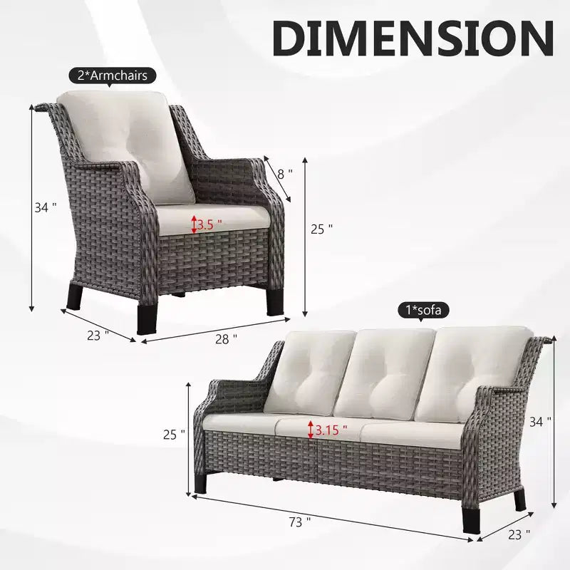 Ensemble d'extérieur tout temps UPTIOT avec sièges ergonomiques et conception déperlante