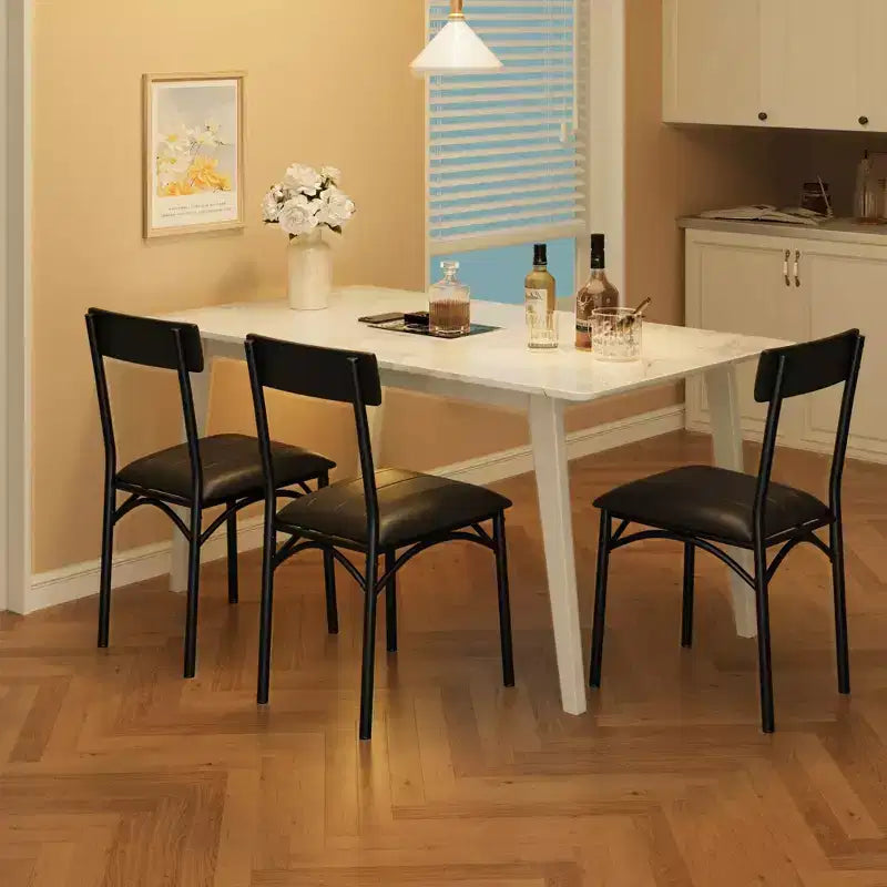 COZONY Modern Dining Chairs Set 2-4, Padded Kitchen Chairs w/ High Back & Steel Legs, Black