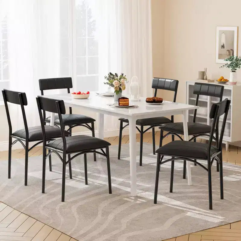 COZONY Modern Dining Chairs Set 2-4, Padded Kitchen Chairs w/ High Back & Steel Legs, Black