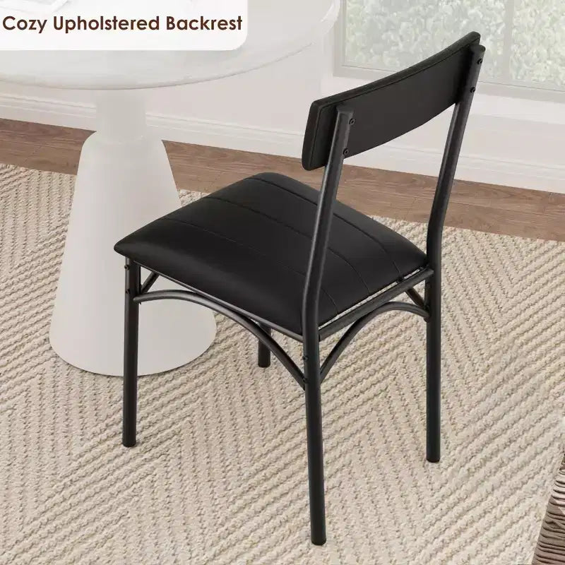 COZONY Modern Dining Chairs Set 2-4, Padded Kitchen Chairs w/ High Back & Steel Legs, Black