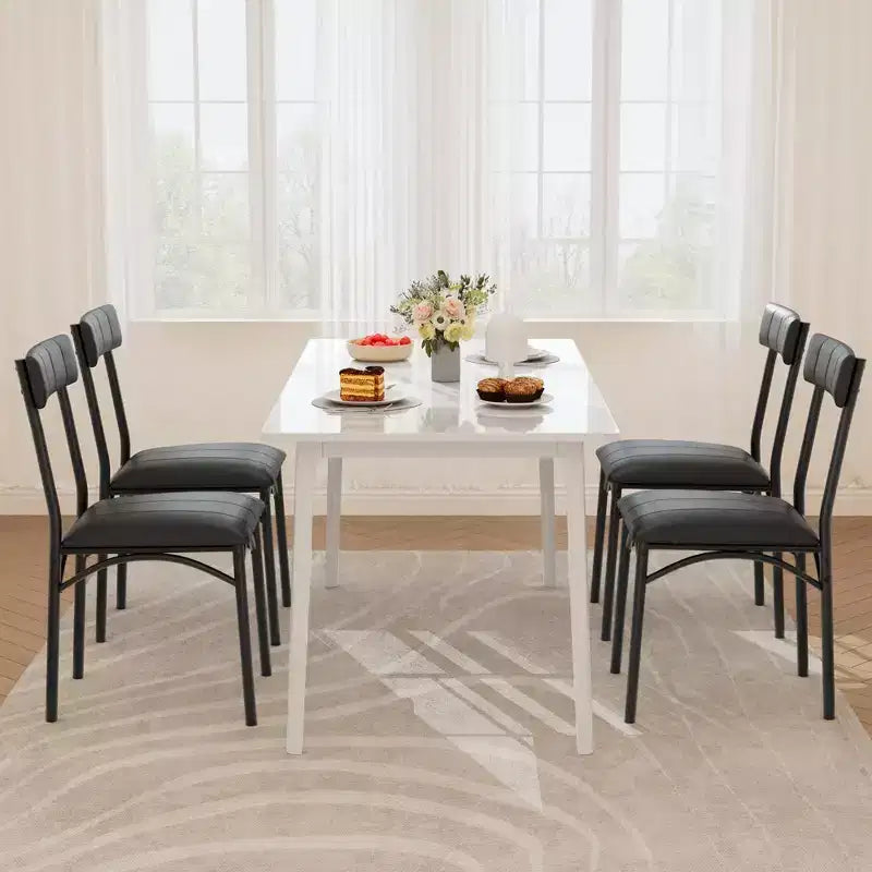 COZONY Modern Dining Chairs Set 2-4, Padded Kitchen Chairs w/ High Back & Steel Legs, Black