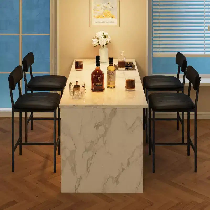 COZONY Modern Dining Chairs Set 2-4, Padded Kitchen Chairs w/ High Back & Steel Legs, Black