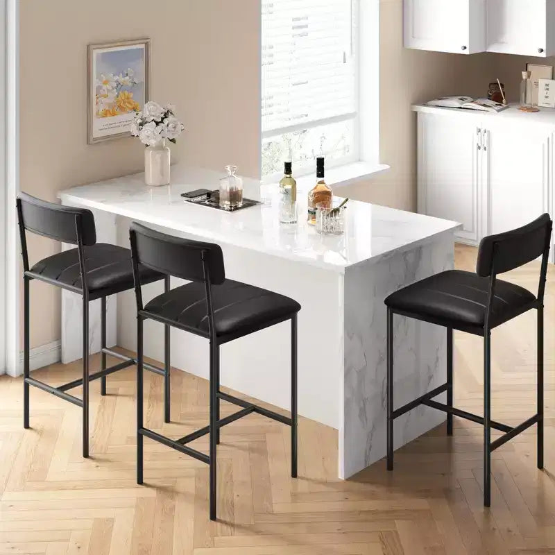 COZONY Modern Dining Chairs Set 2-4, Padded Kitchen Chairs w/ High Back & Steel Legs, Black