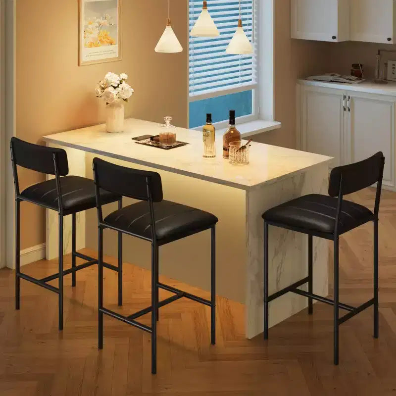 COZONY Modern Dining Chairs Set 2-4, Padded Kitchen Chairs w/ High Back & Steel Legs, Black