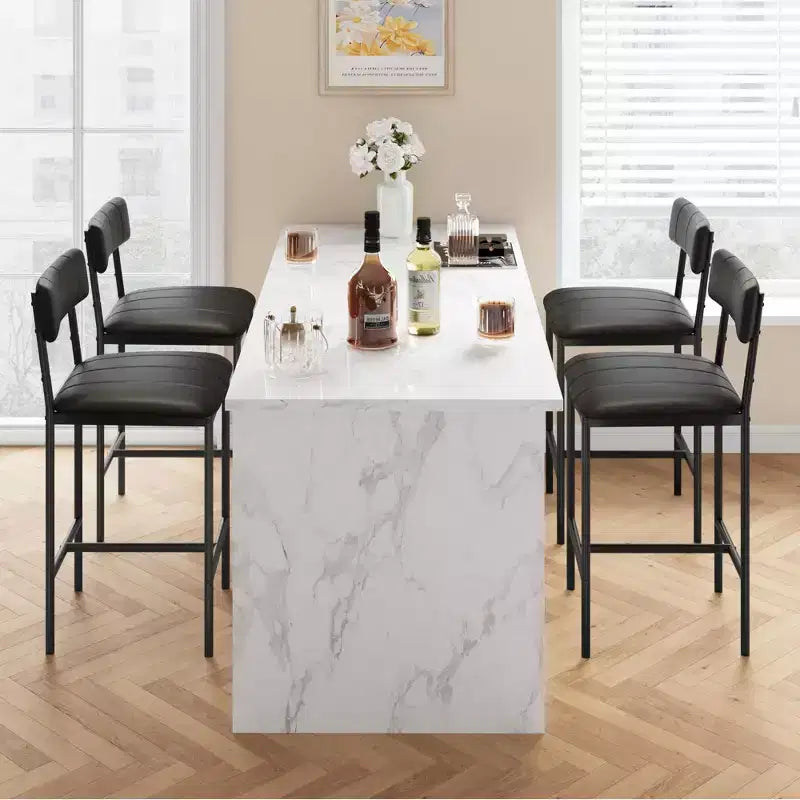 COZONY Modern Dining Chairs Set 2-4, Padded Kitchen Chairs w/ High Back & Steel Legs, Black