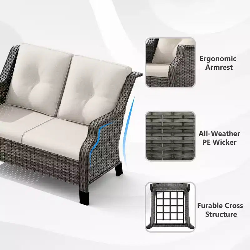 UPTIOT Ensemble de causeuses d'extérieur avec fauteuils ergonomiques et design résistant à l'eau