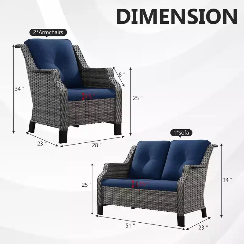 UPTIOT Ensemble de causeuses d'extérieur avec fauteuils ergonomiques et design résistant à l'eau