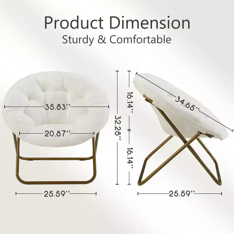 Chaise de salon moderne TUYOHW, fauteuil rembourré en fausse fourrure avec cadre robuste, chaises d'appoint pliables pour salon, chambre à coucher, bureau