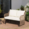 LAUSAINT HOME 2 Person Outdoor Ratten Patio Swing Glider with Cushion