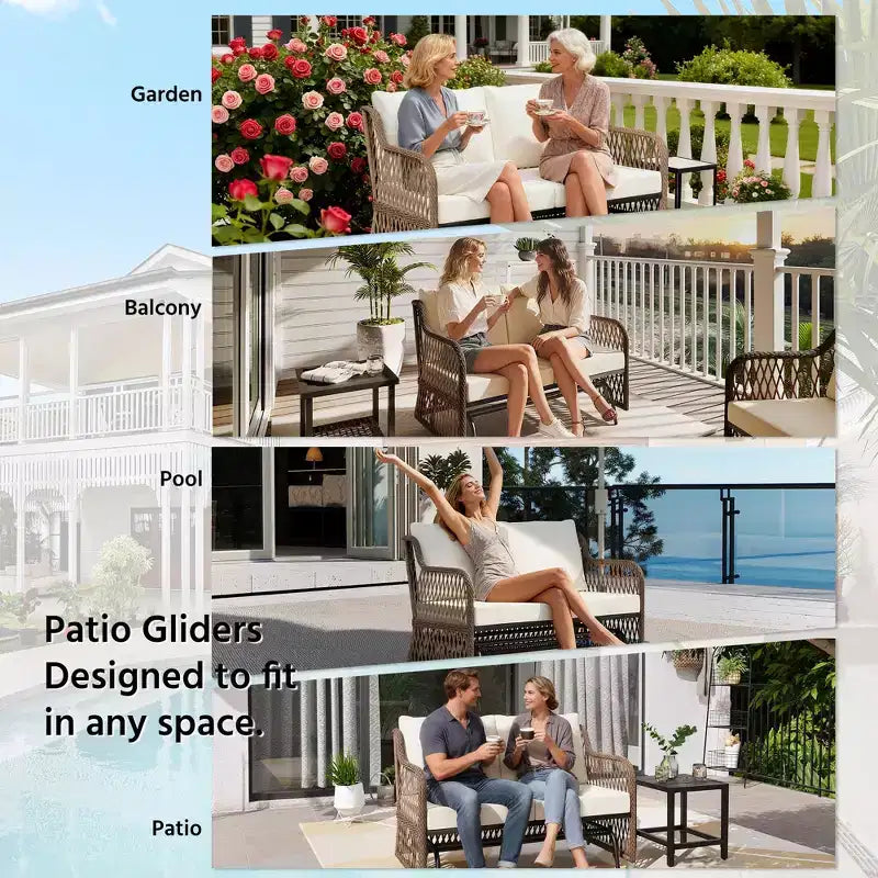 LAUSAINT HOME Balancelle de jardin 2 places en rotin avec coussin