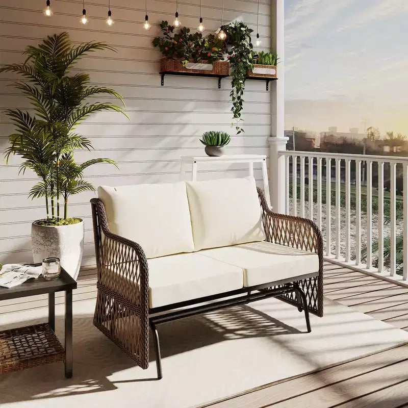 LAUSAINT HOME Balancelle de jardin 2 places en rotin avec coussin