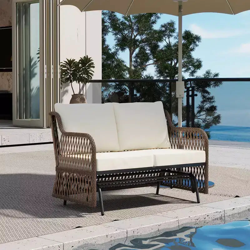 LAUSAINT HOME Balancelle de jardin 2 places en rotin avec coussin