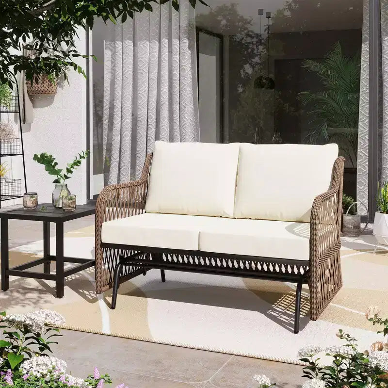 LAUSAINT HOME Balancelle de jardin 2 places en rotin avec coussin