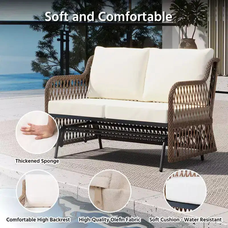 LAUSAINT HOME Balancelle de jardin 2 places en rotin avec coussin