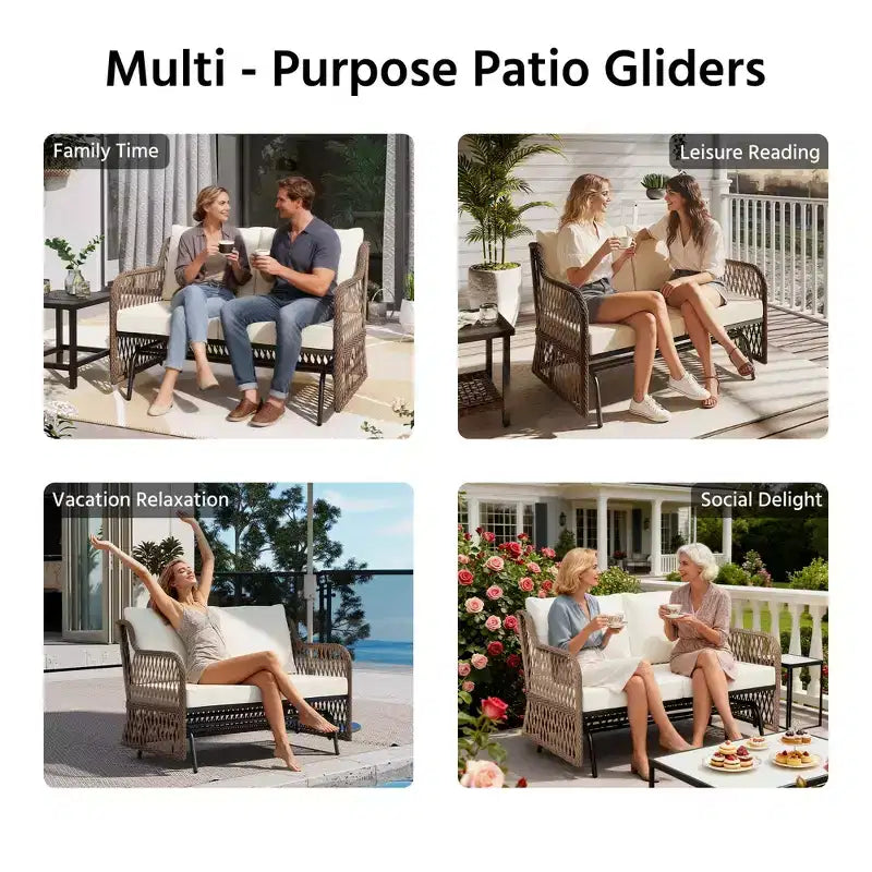 LAUSAINT HOME Balancelle de jardin 2 places en rotin avec coussin