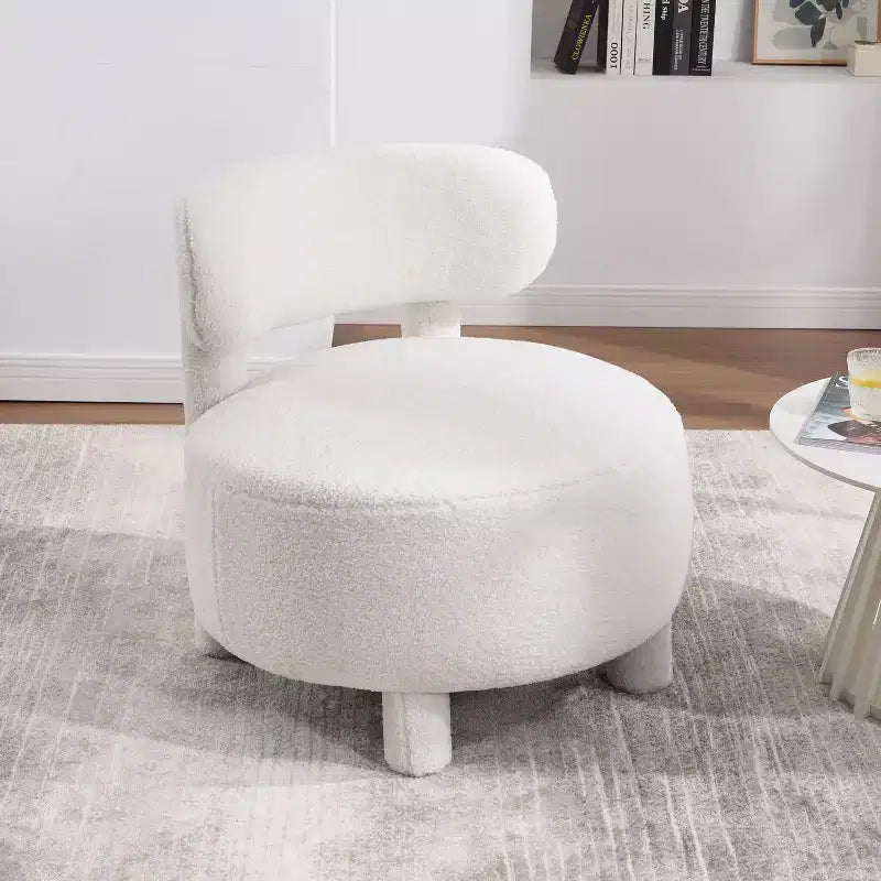 TUYOHW Chaise d'appoint moderne ronde avec dossier incurvé, chaise de lecture rembourrée épaisse avec pieds en bois, chaise d'appoint confortable pour salon, chambre à coucher