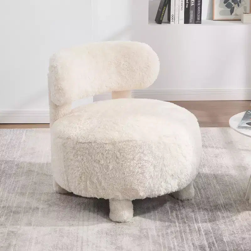 TUYOHW Chaise d'appoint moderne ronde avec dossier incurvé, chaise de lecture rembourrée épaisse avec pieds en bois, chaise d'appoint confortable pour salon, chambre à coucher