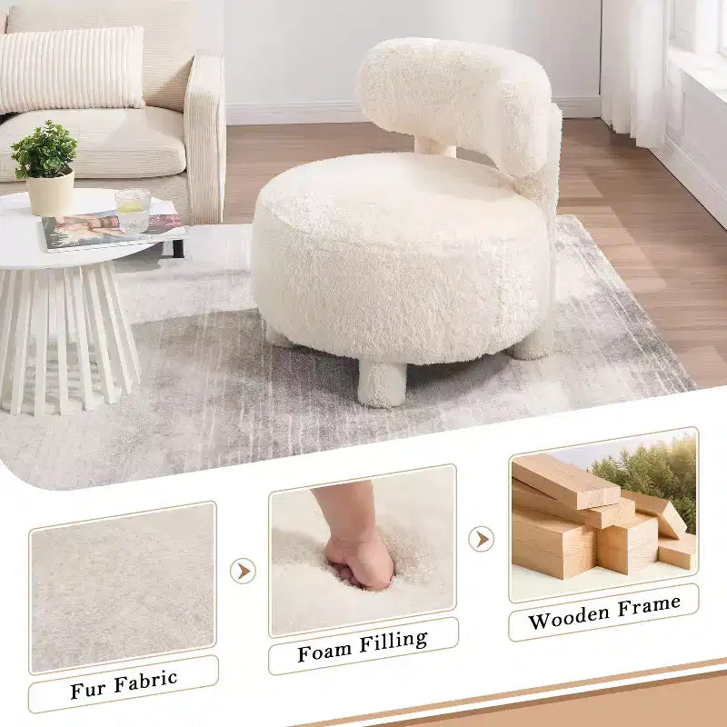 TUYOHW Chaise d'appoint moderne ronde avec dossier incurvé, chaise de lecture rembourrée épaisse avec pieds en bois, chaise d'appoint confortable pour salon, chambre à coucher