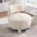 TUYOHW Chaise d'appoint moderne ronde avec dossier incurvé, chaise de lecture rembourrée épaisse avec pieds en bois, chaise d'appoint confortable pour salon, chambre à coucher