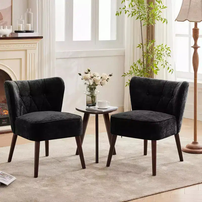 Accent Chairs for Living Room, Mid-Century Wooden Fabric Living Room Chairs, Side Chairs for Living Room, Bedroom, Reading Nook