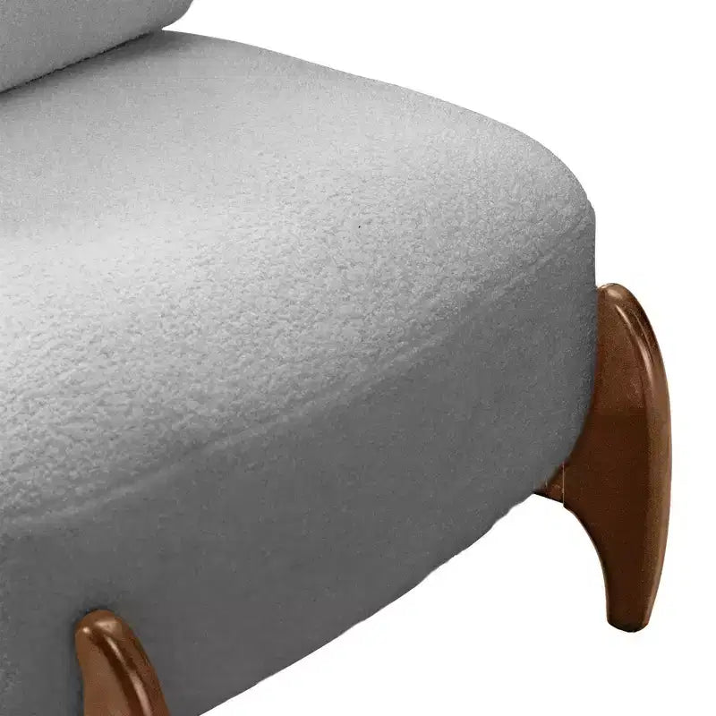 TUYOHW Modern Wood Accent Chair with Soft Teddy Upholstered Armless Reading Chair with Wood Legs Leisure Low Chairs for Living Room, Bedroom