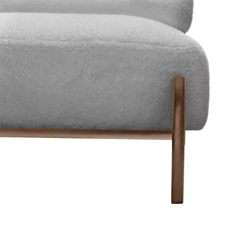 TUYOHW Modern Wood Accent Chair with Soft Teddy Upholstered Armless Reading Chair with Wood Legs Leisure Low Chairs for Living Room, Bedroom