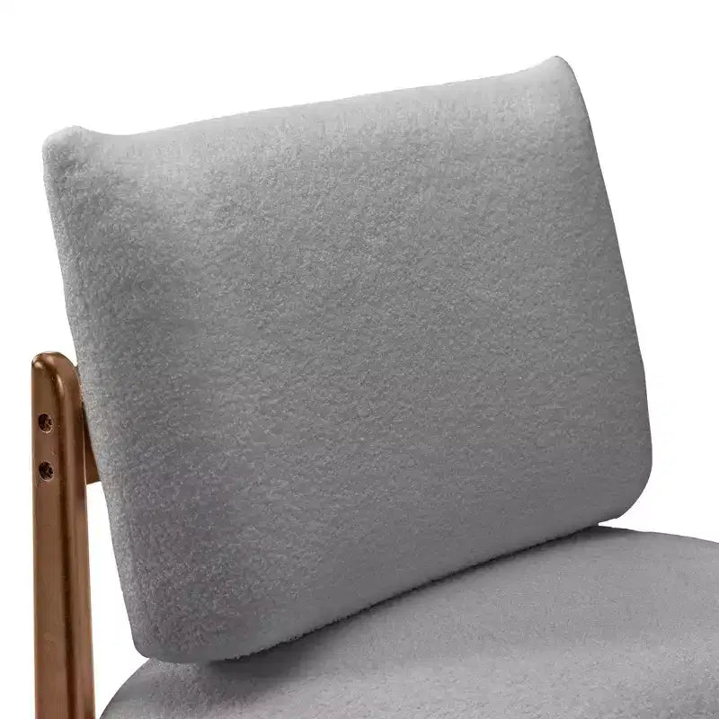 TUYOHW Modern Wood Accent Chair with Soft Teddy Upholstered Armless Reading Chair with Wood Legs Leisure Low Chairs for Living Room, Bedroom