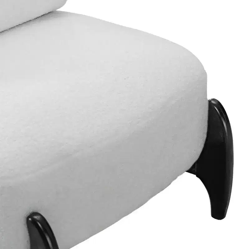 TUYOHW Modern Wood Accent Chair with Soft Teddy Upholstered Armless Reading Chair with Wood Legs Leisure Low Chairs for Living Room, Bedroom