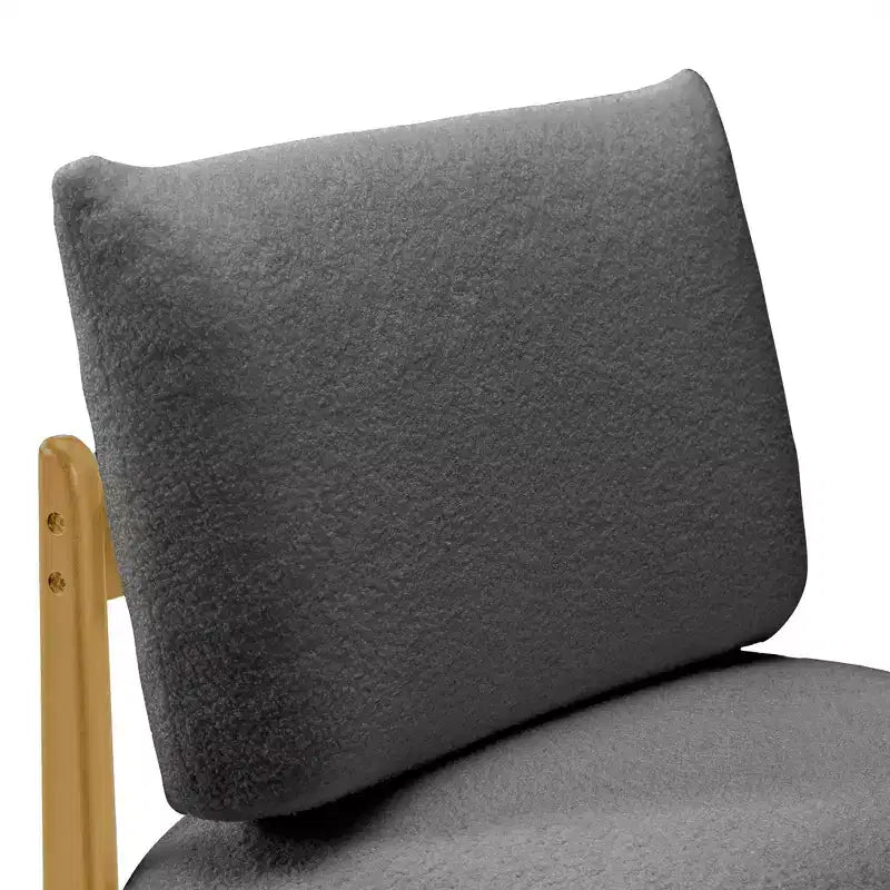 TUYOHW Modern Wood Accent Chair with Soft Teddy Upholstered Armless Reading Chair with Wood Legs Leisure Low Chairs for Living Room, Bedroom