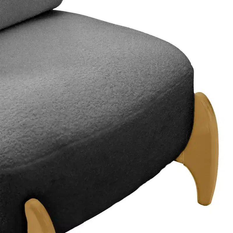 TUYOHW Modern Wood Accent Chair with Soft Teddy Upholstered Armless Reading Chair with Wood Legs Leisure Low Chairs for Living Room, Bedroom