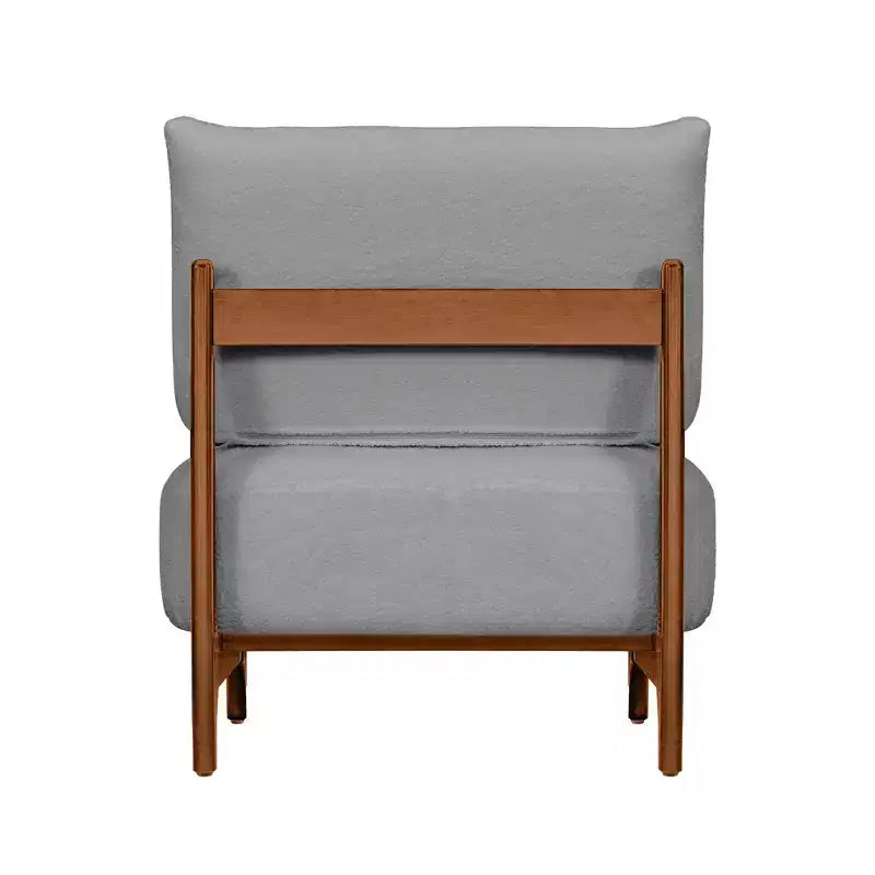 TUYOHW Modern Wood Accent Chair with Soft Teddy Upholstered Armless Reading Chair with Wood Legs Leisure Low Chairs for Living Room, Bedroom