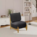 TUYOHW Modern Wood Accent Chair with Soft Teddy Upholstered Armless Reading Chair with Wood Legs Leisure Low Chairs for Living Room, Bedroom