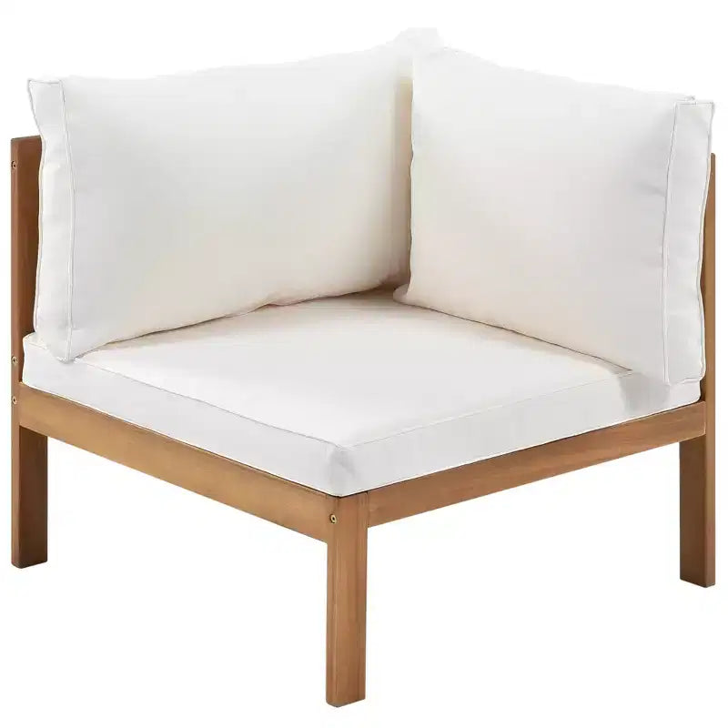GDFStudio Xavier Salon de jardin modulaire japonais 4 pièces en bois d'acacia avec table basse et coussins