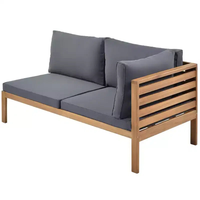 GDFStudio Xavier Salon de jardin modulaire japonais 4 pièces en bois d'acacia avec table basse et coussins