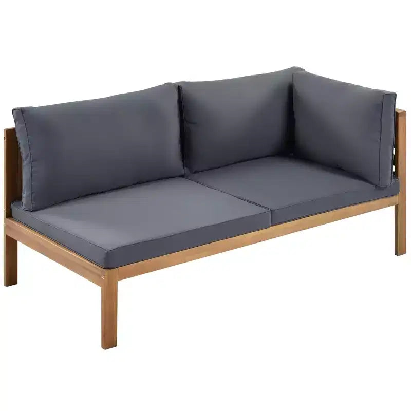GDFStudio Xavier Salon de jardin modulaire japonais 4 pièces en bois d'acacia avec table basse et coussins
