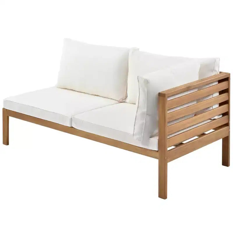 GDFStudio Xavier Salon de jardin modulaire japonais 4 pièces en bois d'acacia avec table basse et coussins